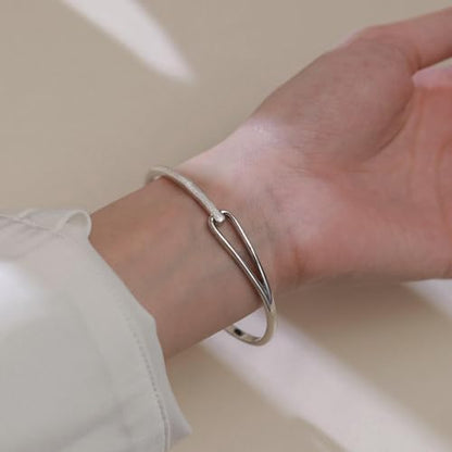 925 Sterling Silver Bangles For Women Handmade Silver Bangles Open Adjustable Bangle Bracelets For Women Silver Open Cuff Bracelets Stackable Wrap Bangles Festival Jewelry Gifts - color: Style 06