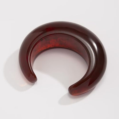 COLORFUL BLING Multicolor Mottled Chunky Acrylic Bangle Thick Wide Resin Geometric Open Cuff Bracelet for Women Wristbands Statement Jewelry - color: Light Brown
