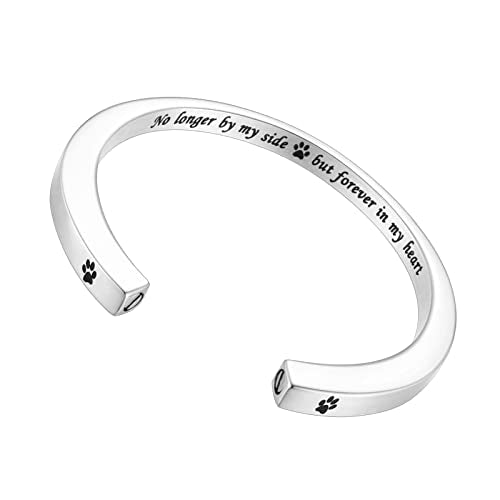Dletay Urn Bracelet Cremation Bracelet for Ashes Memorial Ashes Bracelet Openable Cuff Bangle Bracelet - color: Forever in my heart-Silver