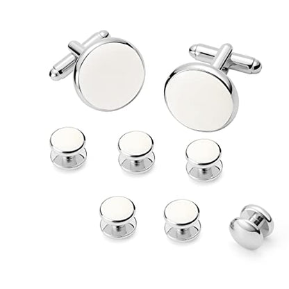 Men's Cufflinks & Tuxedo Studs Set - 316L Stainless Steel Formal Wedding Jewelry, Groomsmen Gift Set with Gift Box - color: 8pcs white