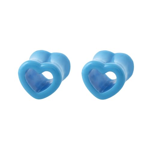 Acrylic Hollow Heart Double Flared Ear Tunnels Plugs Gauge Expander Stretching Earrings for Women Love Piercing Body Fashion Y2K Jewerly for Her Bff - color: Blue, size: 6g(4mm)