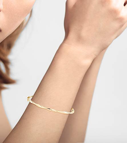 Miabella Italian 18K Gold Plated 925 Sterling Silver Italian Oval Twist Hinged Bangle Bracelet for Women, 925 Made in Italy - style: Large - 8 Inches