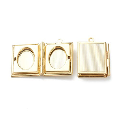 Craftdady 18K Gold Plated Brass Photo Locket Frame Pendants Charms for Necklaces Personalized Jewelry Crafts Making - size: 26x19mm Rectangle
