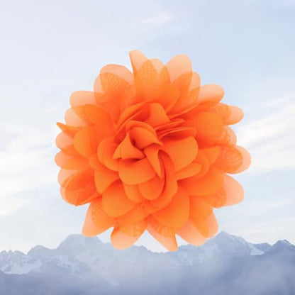 Satin Fabric Large Flower Brooch Pin Dainty Handmade Big Rose Flower Brooches Blossom Lapel Pins Silk Camellia Flowers Pin Wedding Dance Prom Party Banquet Dresses Suit Clothes Jewelry for Women - color: Orange