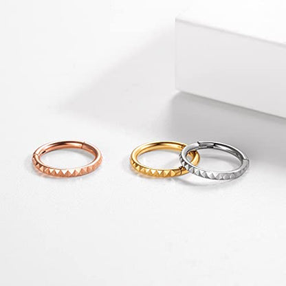 MissNity 316L Surgical Steel Hinged Nose Rings Hoop 20G 18G 16G 14G, Diameter 6mm to 10mm, Color Gold - Rose Gold - Silver - Black - Rainbow - color: B11: Gold - 1pc