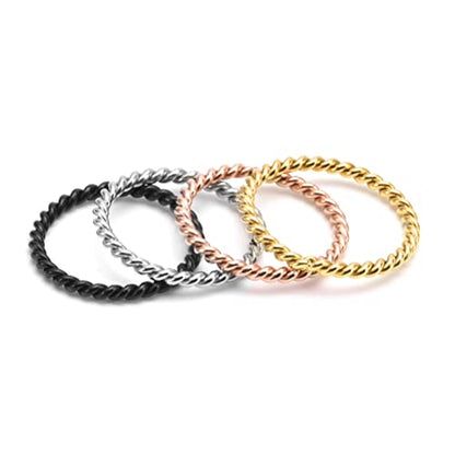 Women's Stainless Steel 1.1mm Rope Thin Wedding Ring Silver Rose Gold Plated Size 4 to 9 - color: 2mm, Gold