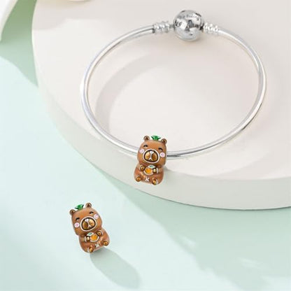925 Sterling Silver Bead Charm for Pandora Bracelets and Necklaces,Pink Bow Cherry Butterfly Blue Ocean Pendant Bead Charms Jewelry Present Valentines Gifts for Wife/Girlfriend Women - style: Cute Capybara Charm