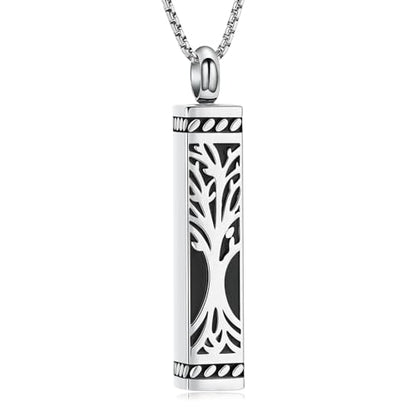 Imrsanl Tree of Life Urn Necklace for Men Women Bar Cremation Jewelry for Ashes Keepsake Ashes Necklace Pendent - color: Silver