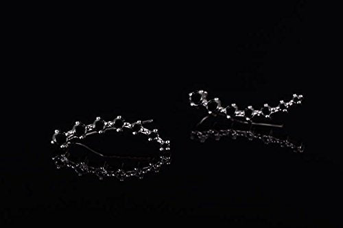 CZ Stud Earrings 925 Sterling Silver 18K Gold Plated Round Cubic Zirconia Hypoallergenic Set - color: Black