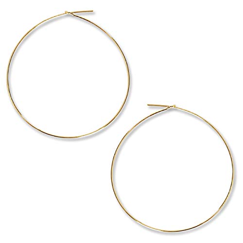 Thin Hoop Earrings for Women - Lightweight Wire Threader Loop Drop Dangles | Plated in 18K Gold or 925 Sterling Silver, Hypoallergenic and Safe for Sensitive Ears - color: 18K Gold Plated - 2" inch