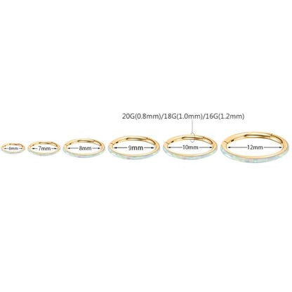PEAKLINK Hinged Nose Hoop Ring Surgical Steel Conch Cartilage Helix Lobe Earring for Septum Lip Tragus Daith Rook Orbital Belly Nose Piercing Jewelry - color: Silver with White Opal