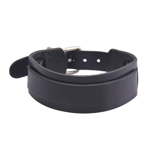 Jeilwiy Punk Leather Wristbands for Men Bracelets Handmade Wide Cuff Bangle Braided Jewelry Black Brown Adjustable - Punk Father's Gifts - color: Leather Cuff Bracelet Buckle