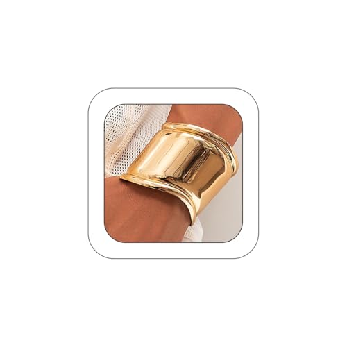 Chunky Silver Arm Cuff Bracelet for Women Trendy Thick Adjustable Wide Bicep Wrist Cuff Bangles Exaggerated Punk Open Bracelet Birthday Jewelry Gifts - color: Gold