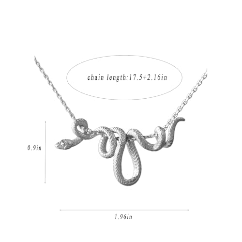 WETMT Chunky Snake Pendant Necklace for Women Gold Snake Statement Necklace Vine Snake Chain Necklace Chunky Adjustable Snake Necklace Fashion Simple Jewelry - color: Silver