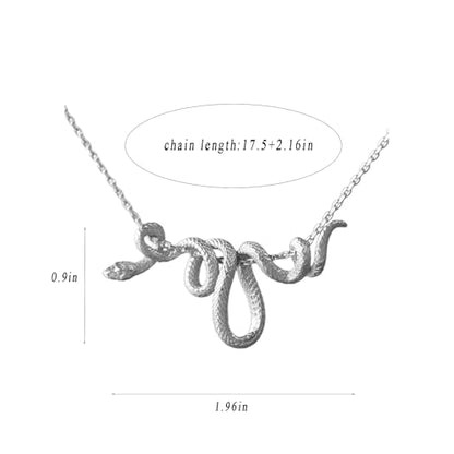 WETMT Chunky Snake Pendant Necklace for Women Gold Snake Statement Necklace Vine Snake Chain Necklace Chunky Adjustable Snake Necklace Fashion Simple Jewelry - color: Silver