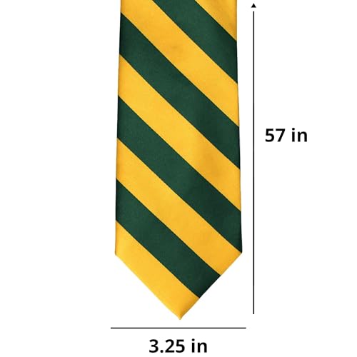 tiemart Men's Striped Tie Standard Length - color: Hunter Green and Golden Yellow