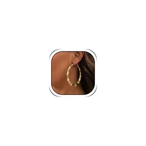 Big Chunky Gold Hoop Earrings for Women Beaded Large Statement Earrings Lightweight Fashion Jewelry Daily Wear Party Gift - color: C1:GOLD