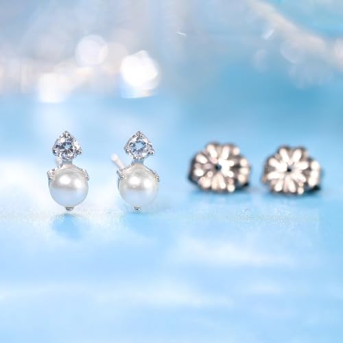 Limerencia G23 Pure Titanium Hypoallergenic Earrings | F136 Implant Grade Titanium Jewelry for Sensitive Ears - color: CZ + Pearl