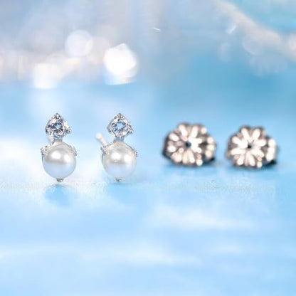 Limerencia G23 Pure Titanium Hypoallergenic Earrings | F136 Implant Grade Titanium Jewelry for Sensitive Ears - color: CZ + Pearl