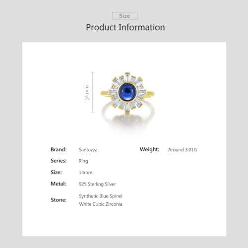 Santuzza Sterling Silver Gemstone Flower Ring for Women - color: [A]Dandelion-Blue