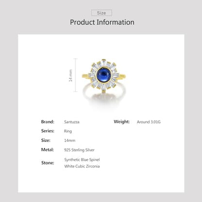 Santuzza Sterling Silver Gemstone Flower Ring for Women - color: [A]Dandelion-Blue