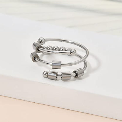 Morse Code Rings for Women, Stainless Steel Spinner Ring Fidget Rings for Anxiety Ring Morse Code Rings Inspirational Gifts Jewelry Women Birthday Graduation Gifts for Best Friends - style: 11 Ohana