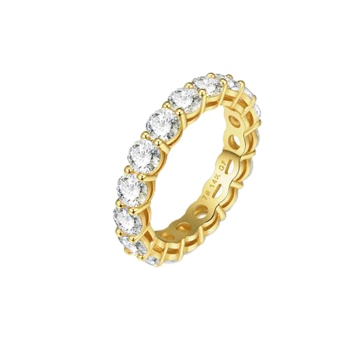 LUCA SMITH 14K Gold Filled Eternity Ring for Women - Wedding & Promise & Engagement Band Rings - Stackable Gold Rings Round Cubic Zirconia Jewelry - Tarnish Free Perfect for Sensitive Skin