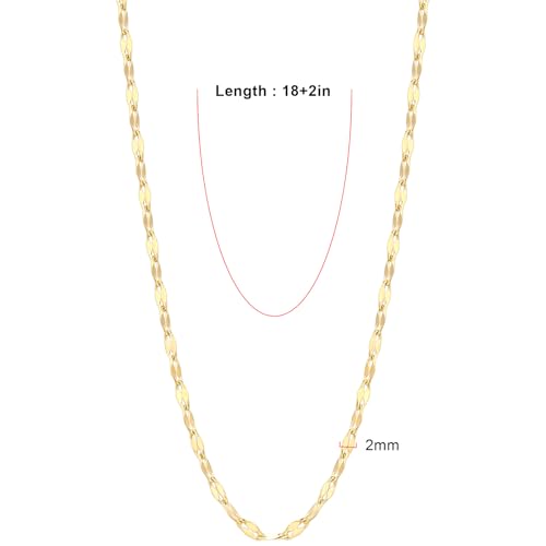 24PCS Gold Stainless Steel Lip Necklace Chain Bulk for Jewelry Making | 2MM 18 Inches Gold PVD Plated Sparkly Link Chains Bulk for DIY Necklace - color: gold(2mm/ 18 inches)