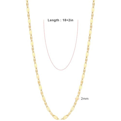 24PCS Gold Stainless Steel Lip Necklace Chain Bulk for Jewelry Making | 2MM 18 Inches Gold PVD Plated Sparkly Link Chains Bulk for DIY Necklace - color: gold(2mm/ 18 inches)