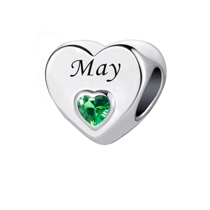 January-December 12 Months Colors Birthstone Crystal Happy Birthday Heart Charms For Charm Bracelets Necklace - color: May