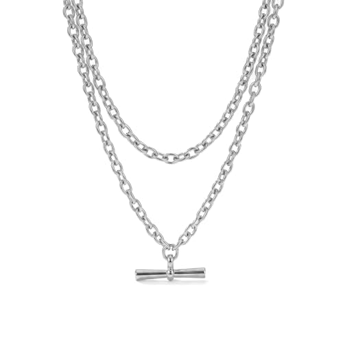 Layered Necklaces for Women Pearl Necklace Stack Gold T Bar Necklace Set Dainty Heart Pendant Jewelry Trendy 2026 Fashion Accessories Gifts - color: B4:2layered-silver