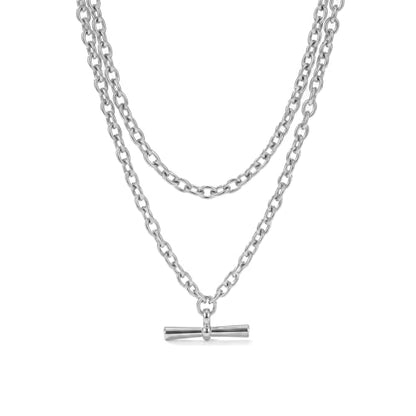 Layered Necklaces for Women Pearl Necklace Stack Gold T Bar Necklace Set Dainty Heart Pendant Jewelry Trendy 2026 Fashion Accessories Gifts - color: B4:2layered-silver