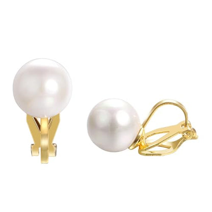 Pearls Clip On Earrings Womens Clip on Earrings Non Pierced Clip on Pearls Women Hypoallergenic Trendy Wedding Jewelry - style: Women's pearl clip earrings