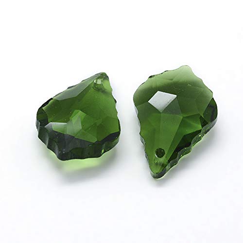 Cheriswelry 50pcs Leaf Faceted Glass Pendants Crystal Drop Chandelier Dangle Charms Smooth Mini Hanging Ornament Charms 22x15.5mm for DIY Craft Earring Bracelet Necklace Jewelry Making - color: Mixed Color*6