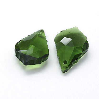 Cheriswelry 50pcs Leaf Faceted Glass Pendants Crystal Drop Chandelier Dangle Charms Smooth Mini Hanging Ornament Charms 22x15.5mm for DIY Craft Earring Bracelet Necklace Jewelry Making - color: Mixed Color*6