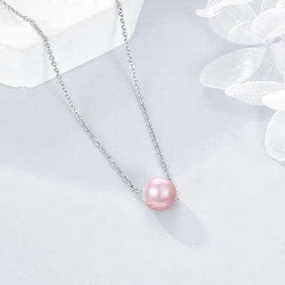 925 Sterling Silver Black Pearl Necklace Choker Jewelry Birthday Gifts for Women - style: Pink Pearl