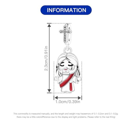 925 Sterling Silver Charms for Bracelets and Necklace Religious Cross Pendants Praying Hands, Bible, Virgin Mary, Jesus, Church Bead Jewelry - color: Charm with the theme of Jesus