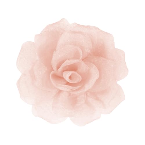 Rose Flower Brooches and Pins for Hair | Beige Brooches for Women with Hair Clip | Hair Clips & Flower Clips for Hair | Lapel Hair Clips for Women | 3.1 Inches, Beige - color: Beige