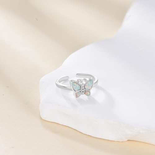 Celtic Knot/Mushroom/Ladybug Toe Rings Sterling Silver Irish Celtic Adjustable Toe Band Ring Pinky Rings Foot Jewelry for Women - style: Butterfly