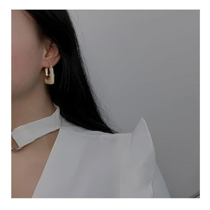 Chunky Clear Retro U Shaped Hoop Minimalist Square Resin Huggie Earrings for Women - color: Yellow