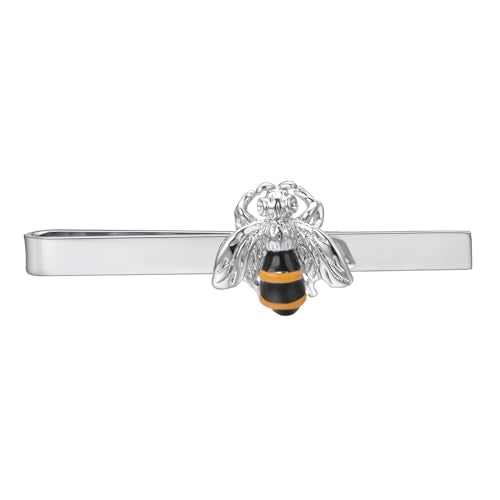 Silver Tie Clip for Mens Stainless Steel Novelty Feather Bat Bee Tie Bar Suitable For Necktie Bar Clip - style: Bee Tie Clip