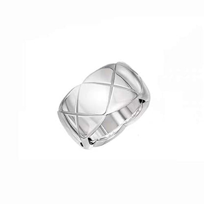 Shapes Studio 18k Gold Plated Rings for Women,Crush Wide Band Gold Plated Ring, Stacking Rings, Wedding Band Minimalist Style - color: Silver Wide