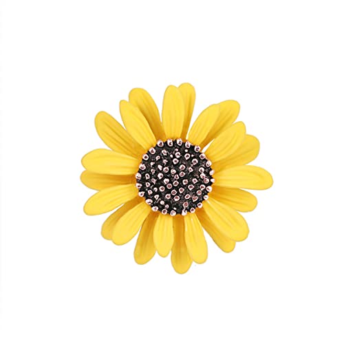 Multicolor Cute Daisy Flower Brooch Pins, Plant Sunflower Suit Lapel Pin,Pink Yellow White Sun Flower Dress Neckline Pin Enamel Charm Daisy Coat Collar Brooch for Women Girls Men Jewelry Gifts - color: F yellow