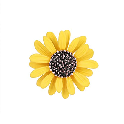 Multicolor Cute Daisy Flower Brooch Pins, Plant Sunflower Suit Lapel Pin,Pink Yellow White Sun Flower Dress Neckline Pin Enamel Charm Daisy Coat Collar Brooch for Women Girls Men Jewelry Gifts - color: F yellow