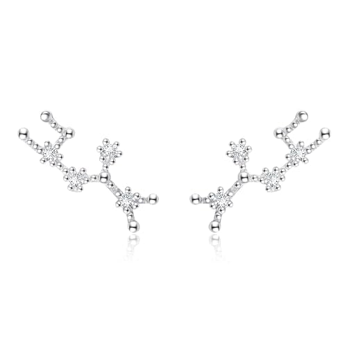 925 Sterling Silver CZ Horoscope Zodiac 12 Constellation Astrology Ear Crawler Post Earrings Gift for Mom Women Mothers Day/Valentines Day/Birthday/Christmas/Anniversary - style: Sagittarius (Nov 22 - Dec 21)