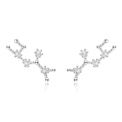 925 Sterling Silver CZ Horoscope Zodiac 12 Constellation Astrology Ear Crawler Post Earrings Gift for Mom Women Mothers Day/Valentines Day/Birthday/Christmas/Anniversary - style: Sagittarius (Nov 22 - Dec 21)