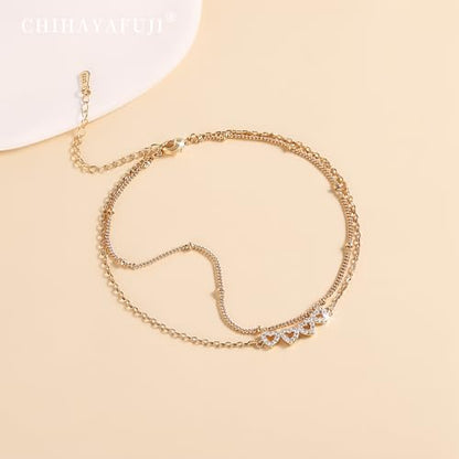 Sterling Silver Ankle Bracelets for Women 14k Gold Plated Waterproof Layered Stackable CZ Charm Non Tarnish Adjustable Anklet for Summer Beach Birthday Jewelry Gift - color: goldB