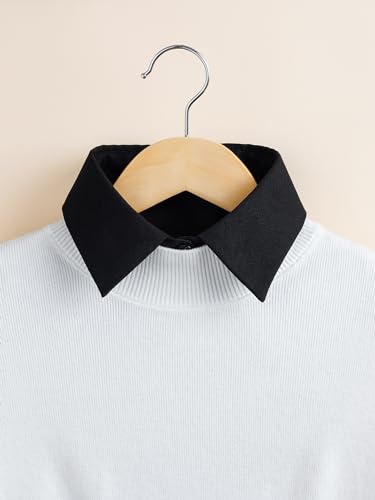 Verdusa Women's Fake Collar Detachable Dickey Collar Half Shirts Blouse - color: Black