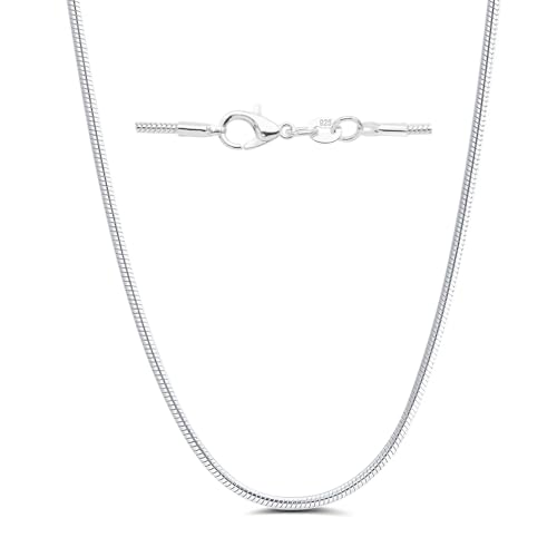 925 Sterling Silver Chain Necklace for Women 16-24 Inch Silver Jewelry Gift - size: 18 Inch, style: Round Snake Chain 2mm