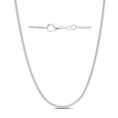 925 Sterling Silver Chain Necklace for Women 16-24 Inch Silver Jewelry Gift - size: 18 Inch, style: Round Snake Chain 2mm